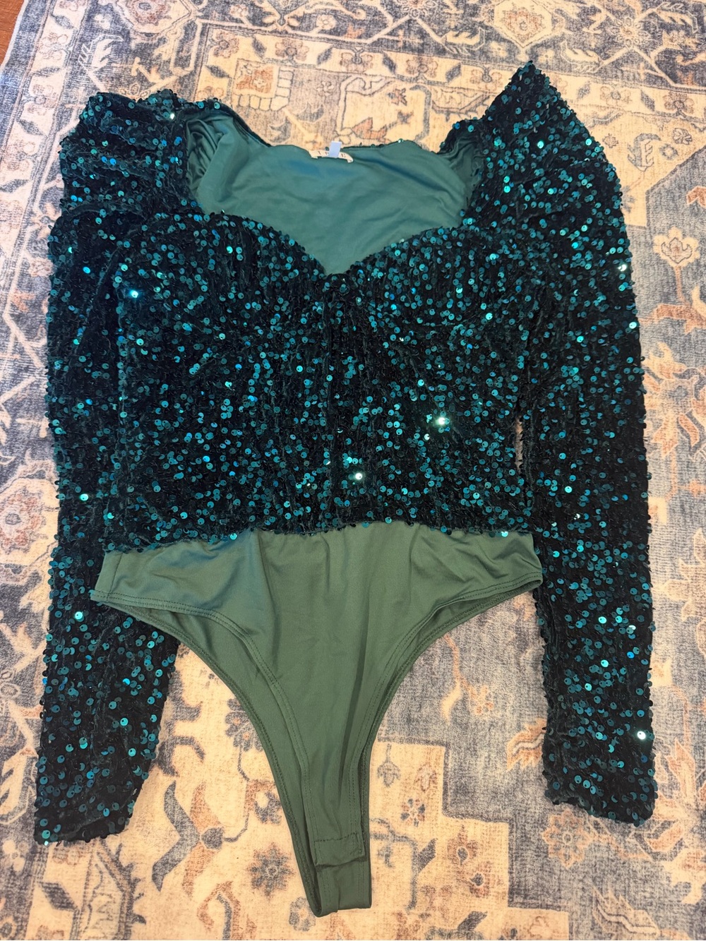 Sequin Emerald Green Bodysuit